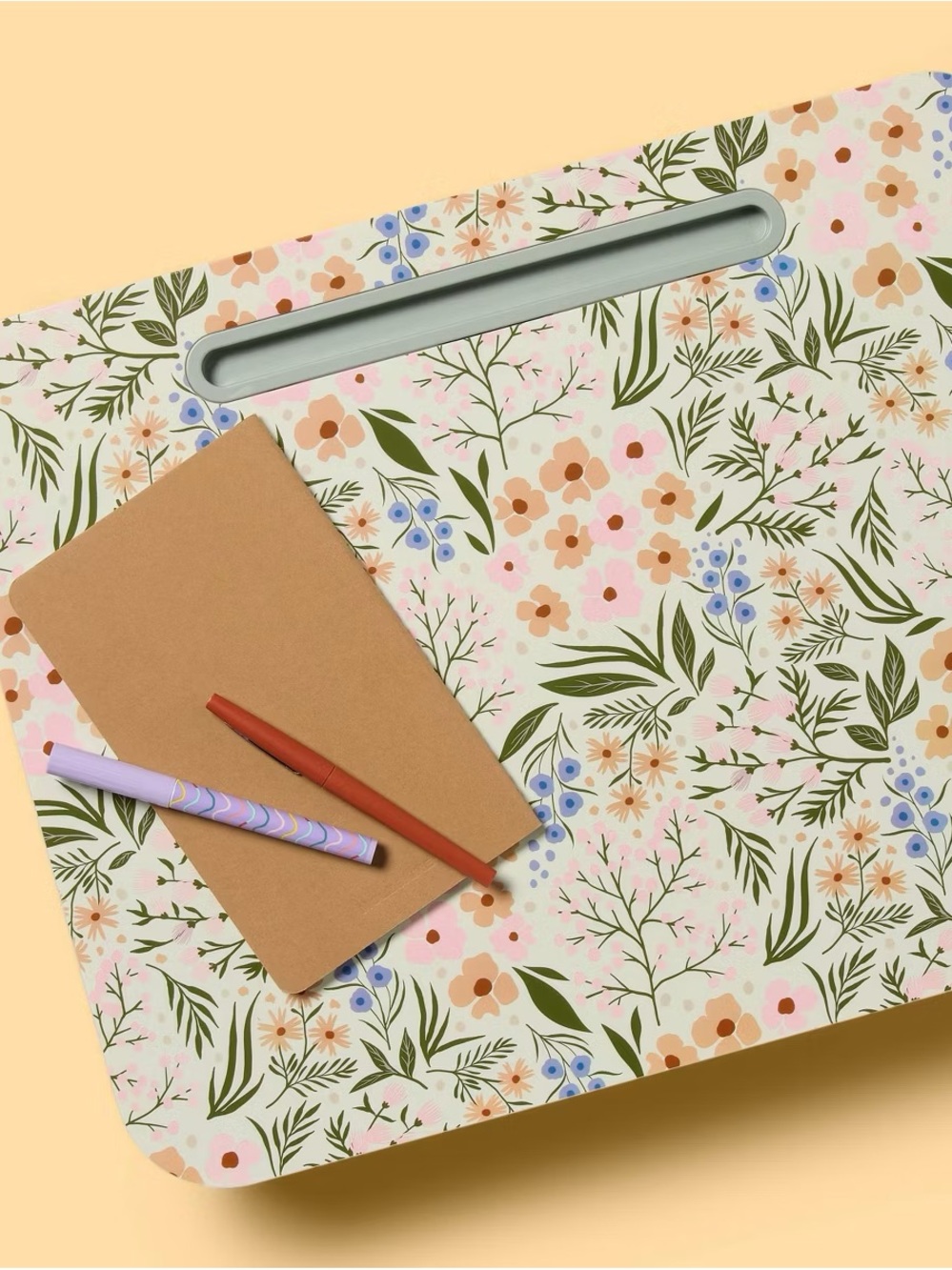 Floral Lap Desk with Handle - Green & Peach - Picture 5 of 11